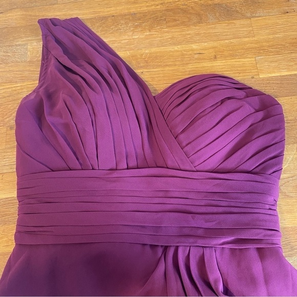 Bill Levkoff Purple Maxi Chiffon One Shoulder Dress Size 6 - Picture 4 of 12